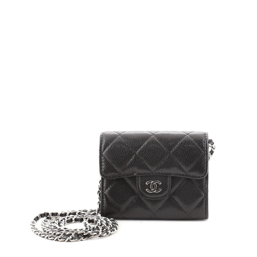 Classic  Holder on Chain Quilted Caviar Mini