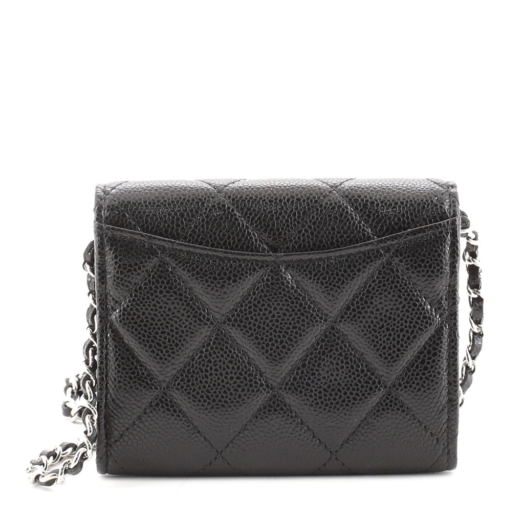 Classic  Holder on Chain Quilted Caviar Mini