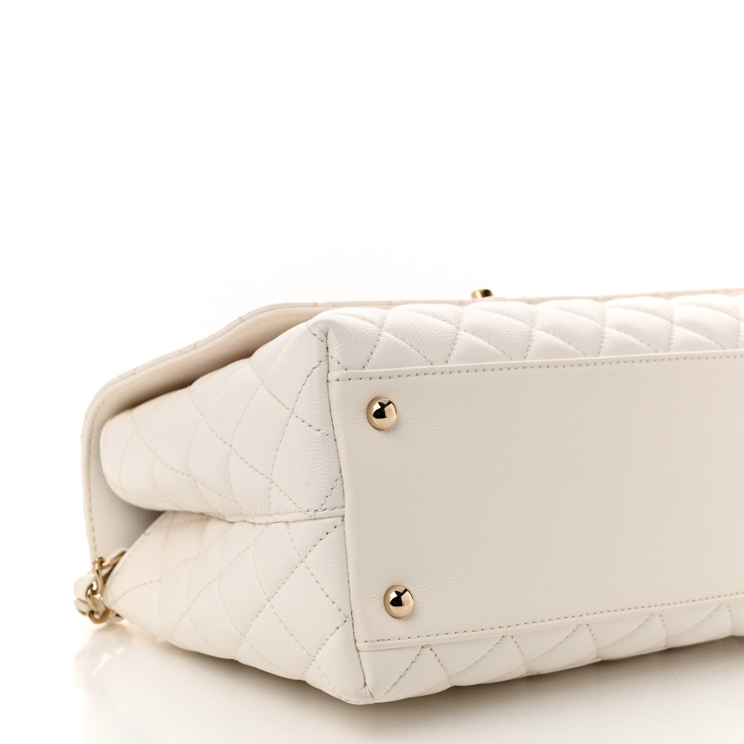 Caviar Quilted Small Coco Handle Flap White