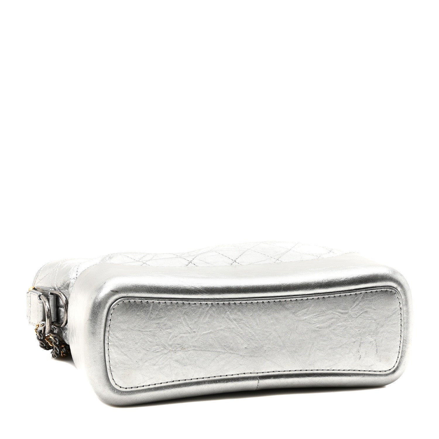 Metallic Lambskin Calfskin Quilted Medium Gabrielle Hobo  Silver