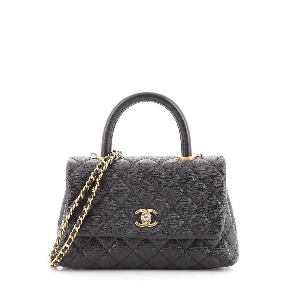 Coco Top Handle Bag Quilted Caviar Mini