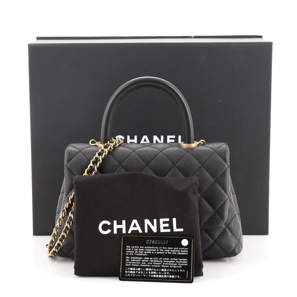 Coco Top Handle Bag Quilted Caviar Mini