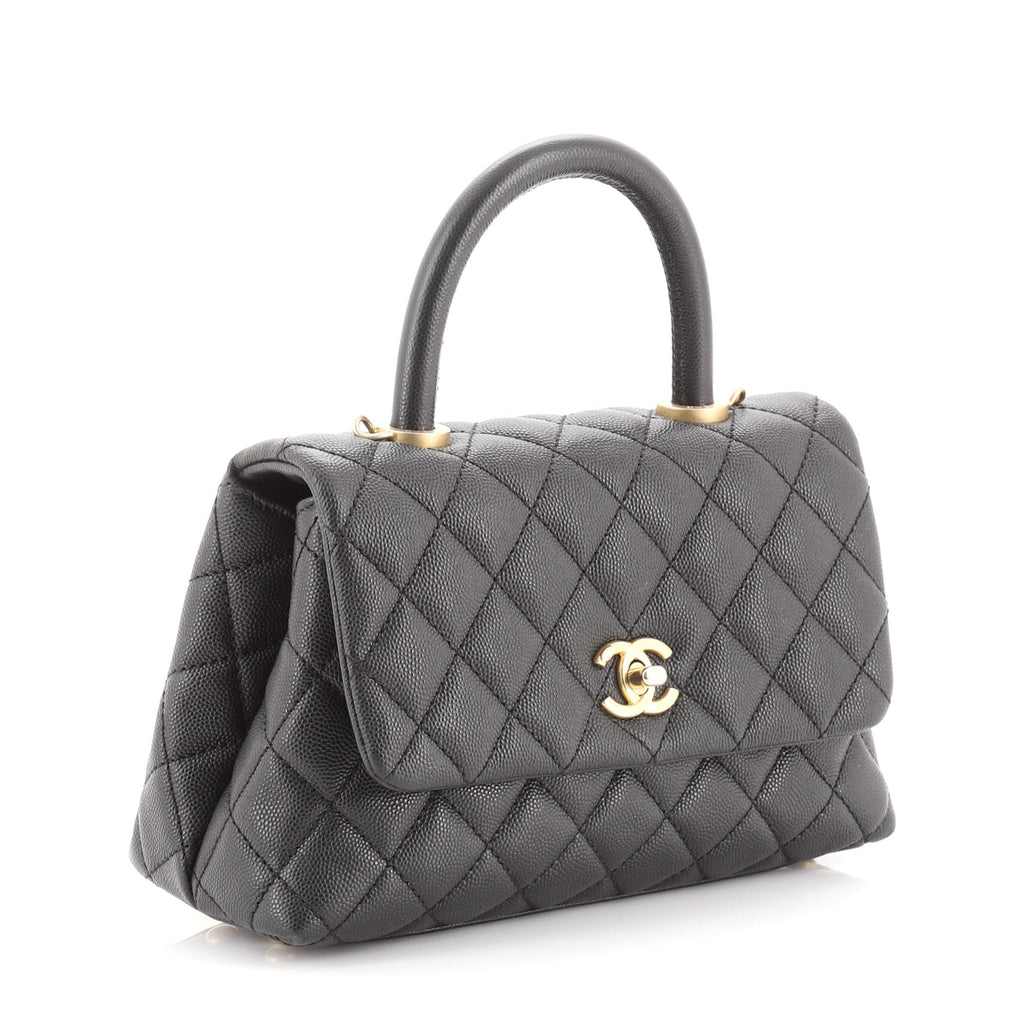Coco Top Handle Bag Quilted Caviar Mini