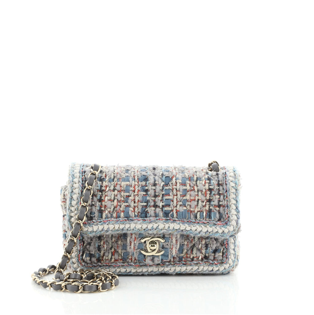 Classic Single Flap Bag Braided Quilted Tweed Mini