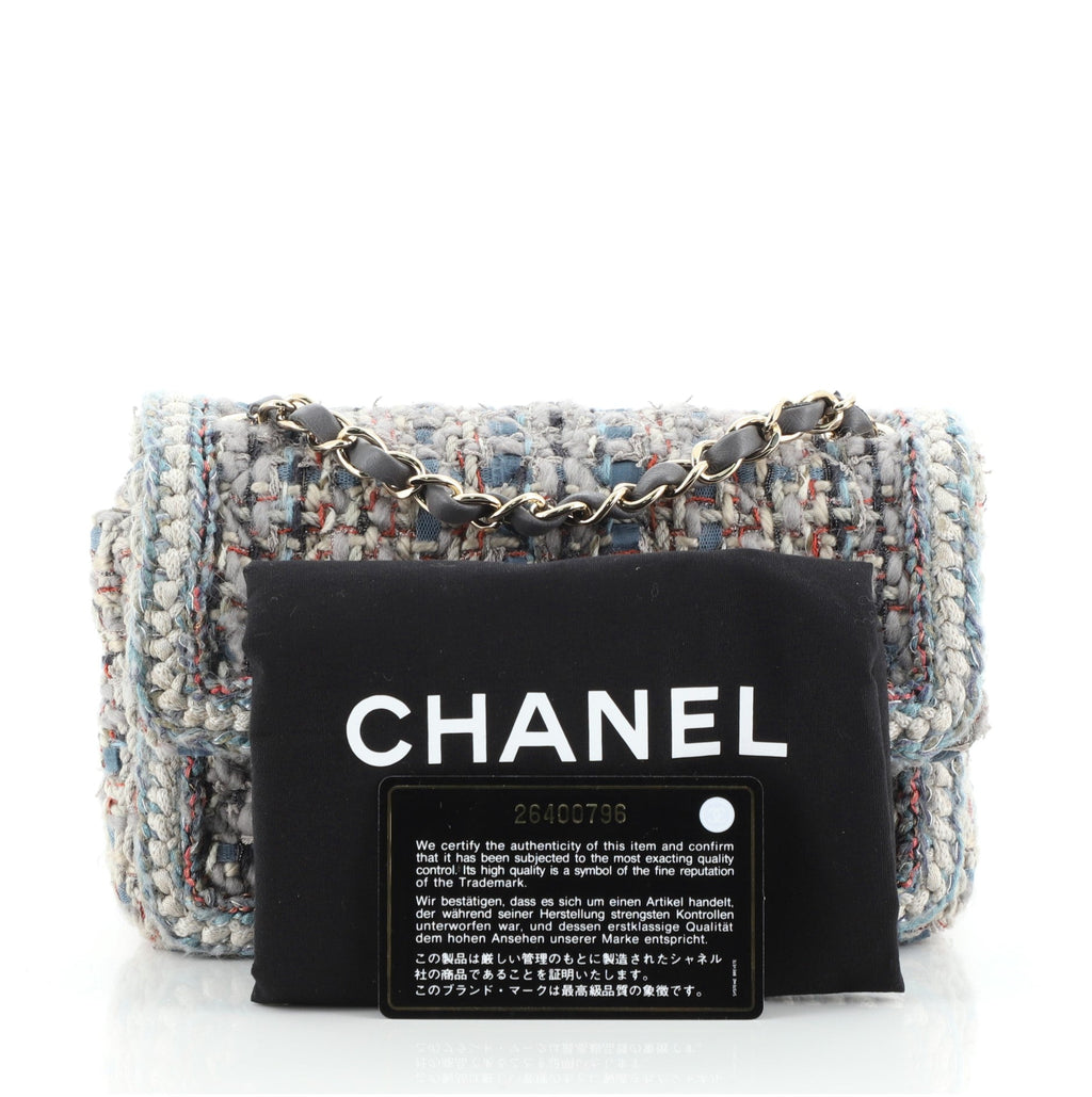 Classic Single Flap Bag Braided Quilted Tweed Mini
