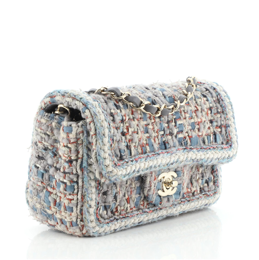 Classic Single Flap Bag Braided Quilted Tweed Mini