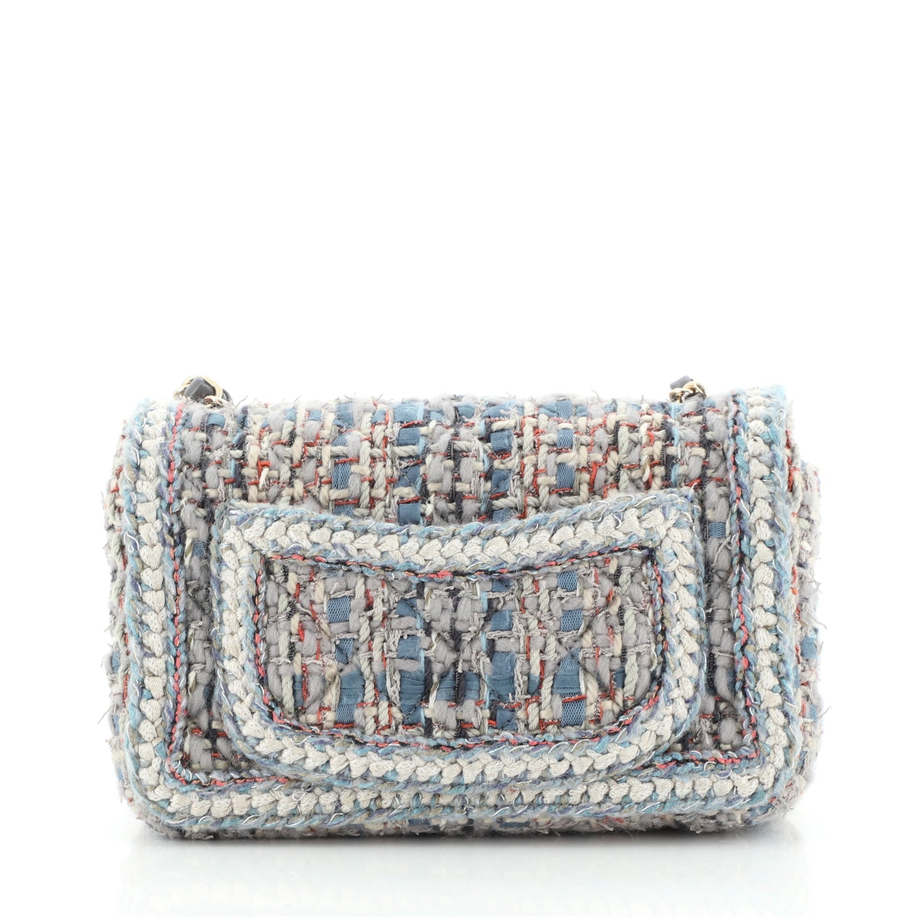 Classic Single Flap Bag Braided Quilted Tweed Mini