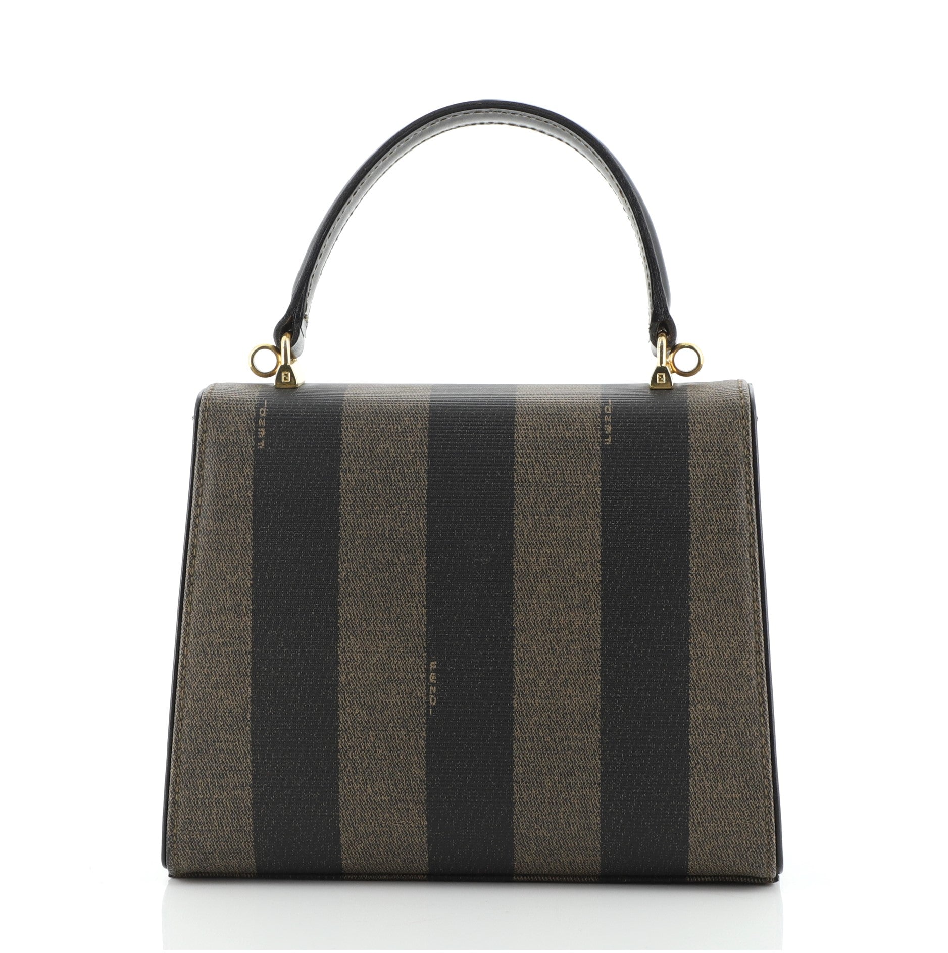 Vintage Top Handle Flap Bag Pequin Coated Canvas Mini