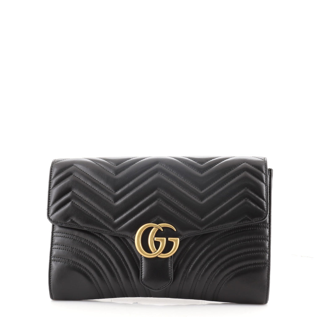 GG Marmont Flap Clutch Matelasse Leather