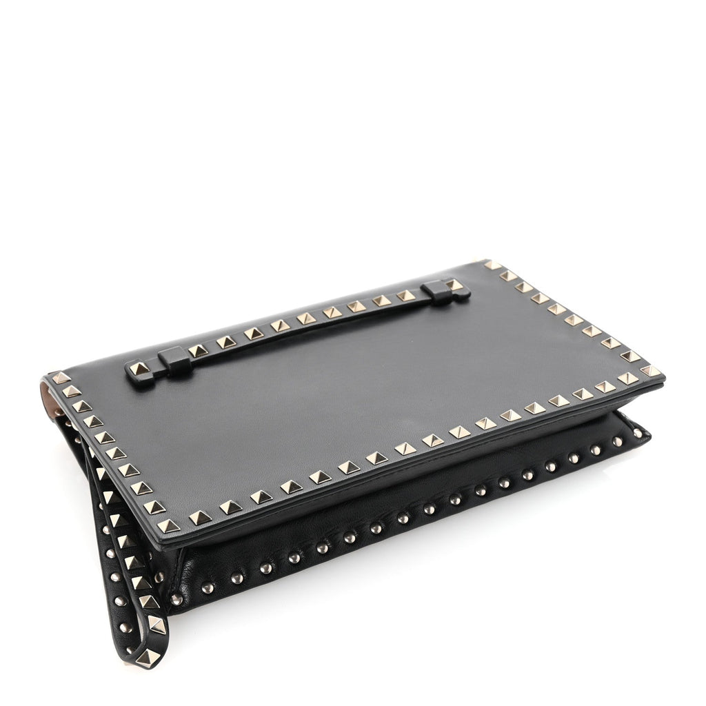 Nappa Rockstud Wristlet Clutch Black