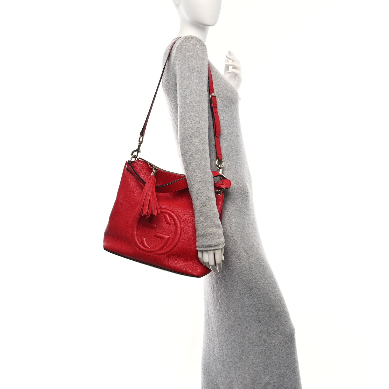 Pebbled Calfskin Large Soho Hobo Tabasco Red