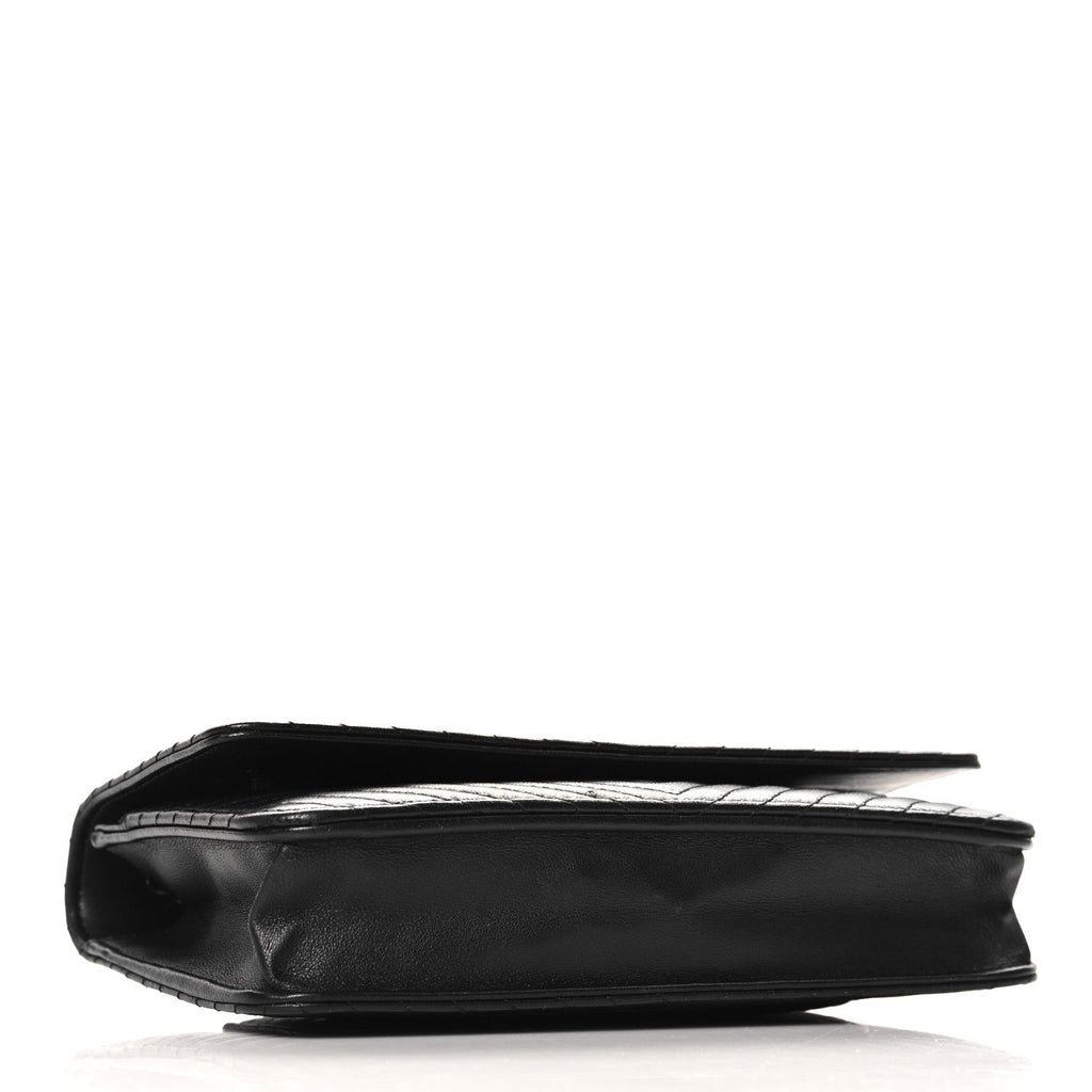 Lambskin Chevron Quilted Wallet On Chain WOC So Black