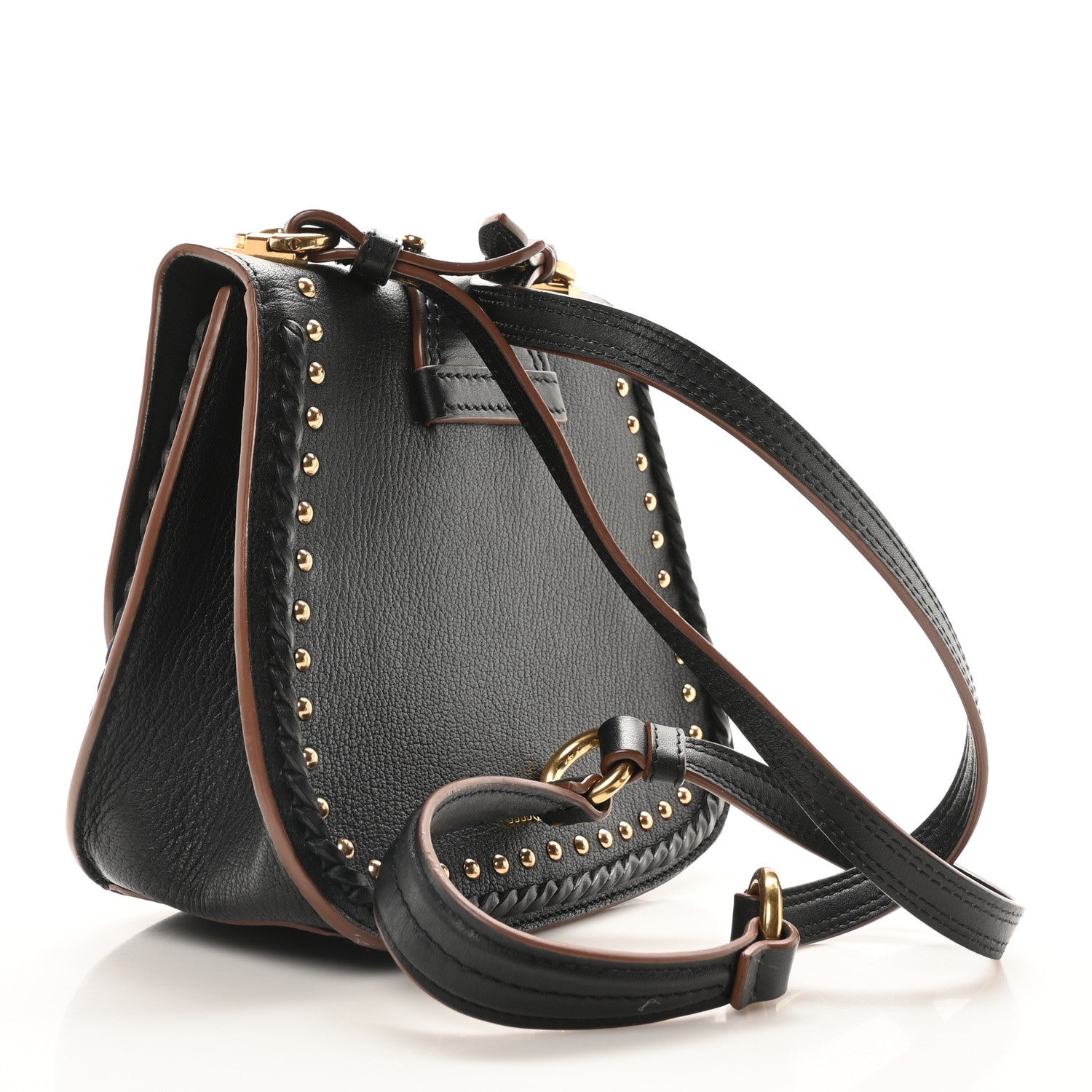 Goatskin Madras Soft Calfskin Crystal Embellished Lady Saddle Black