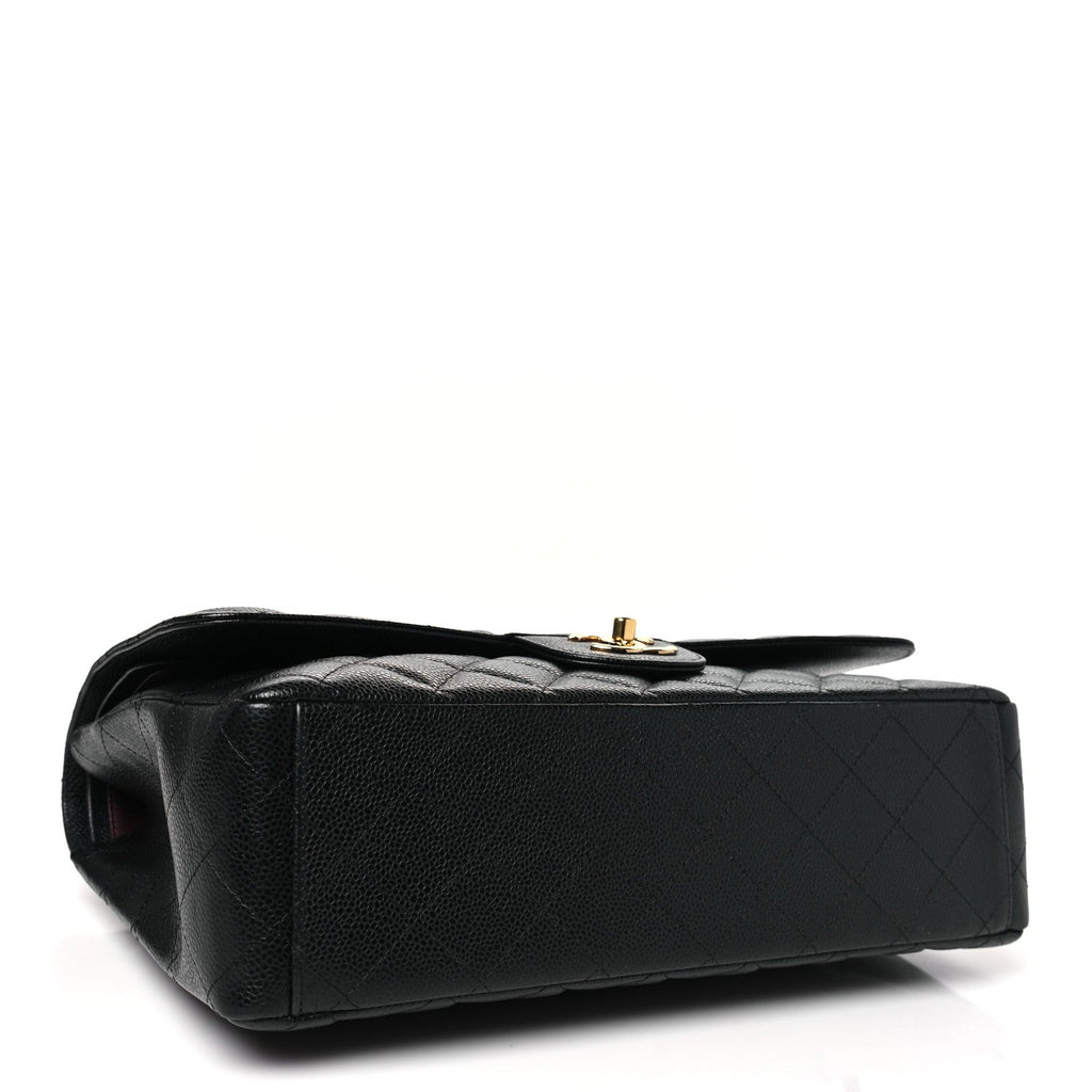 Caviar Quilted Maxi Double Flap Black