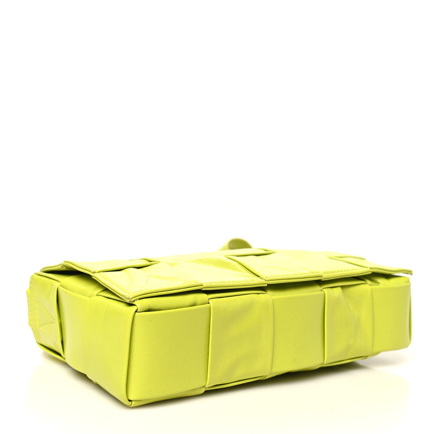 Paper Calfskin Maxi Intreccio Small Cassette Crossbody Bag Kiwi