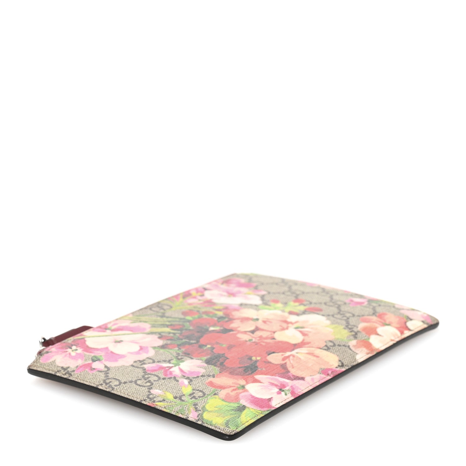 GG Supreme Monogram Blooms Small Zip Pouch Beige Multicolor Dry Rose