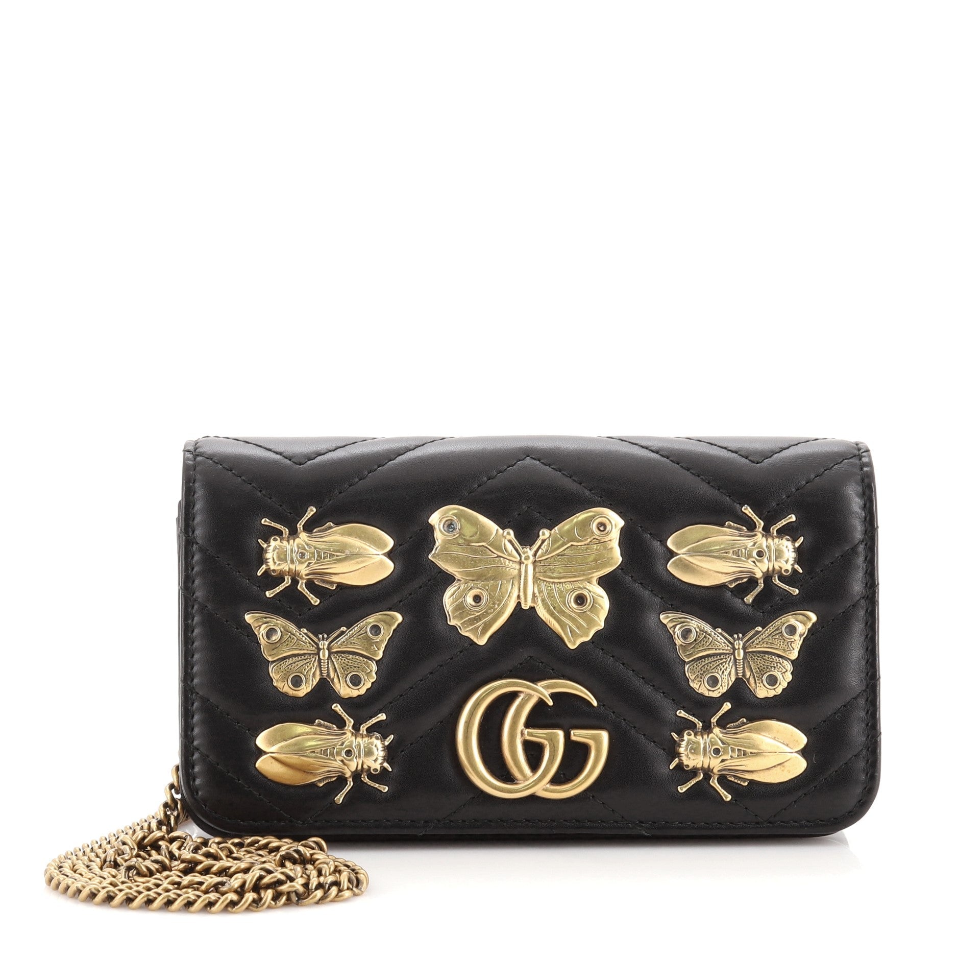 GG Marmont Chain Flap Bag Embellished Matelasse Leather Mini