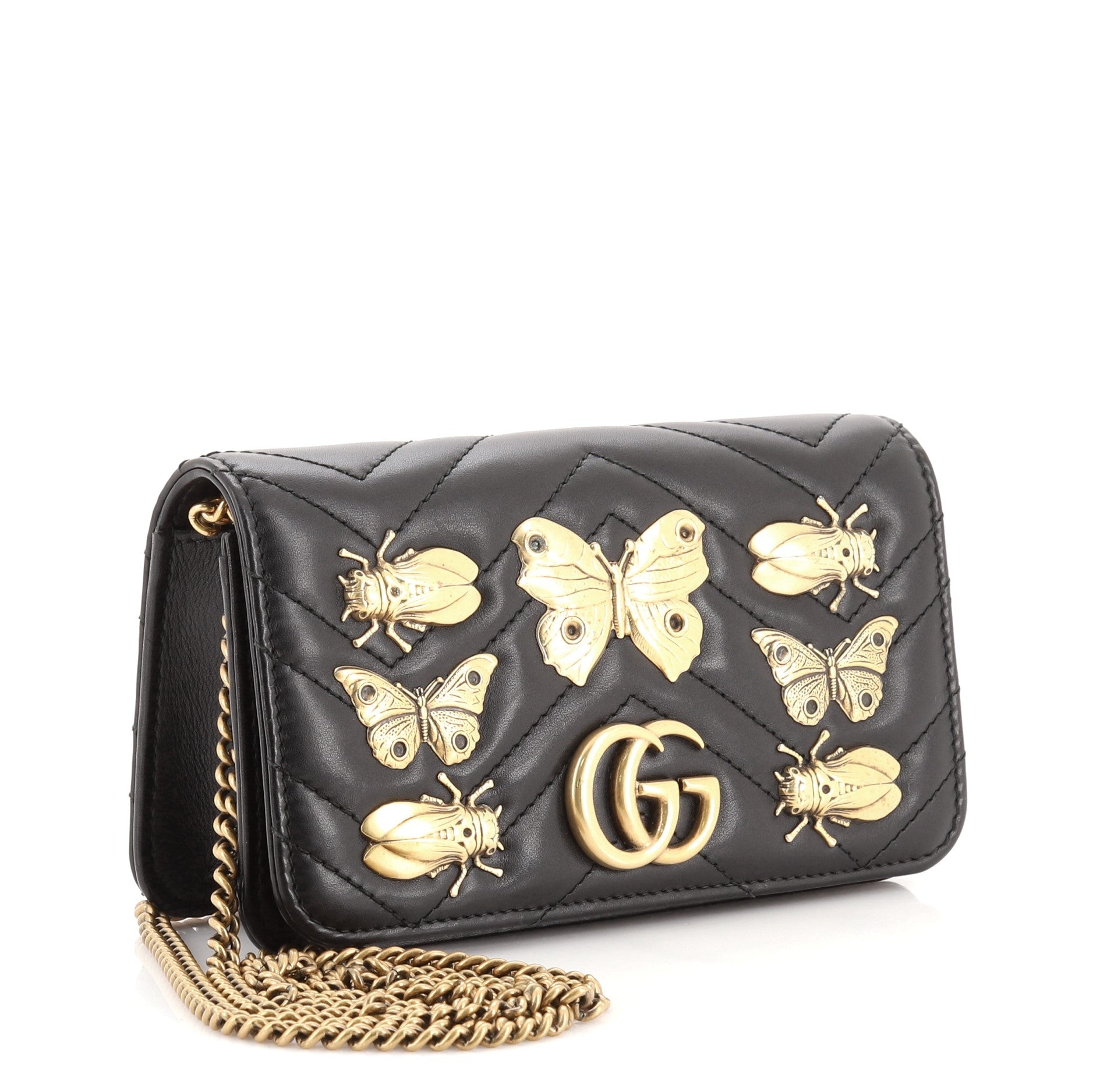 GG Marmont Chain Flap Bag Embellished Matelasse Leather Mini