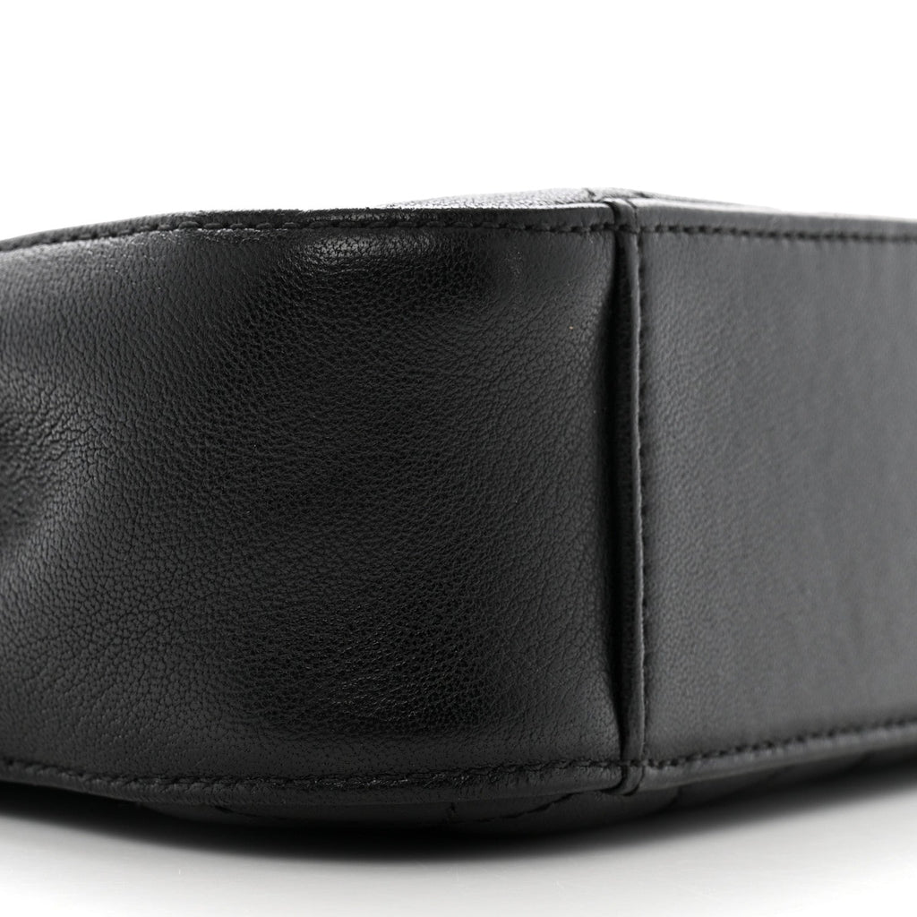 Lambskin Quilted Small Chain Infinity Top Handle Flap Black