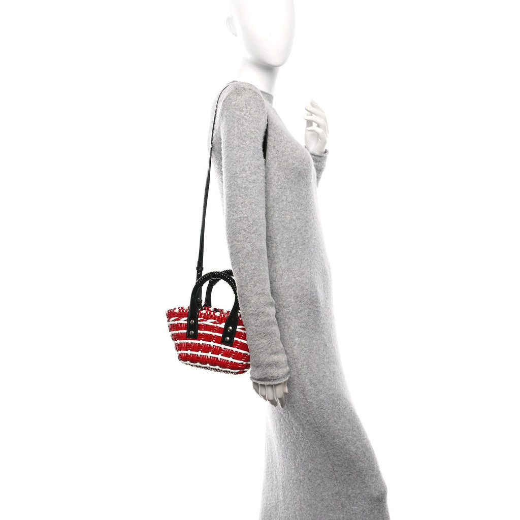 Faux Calfskin XXS Bistro Basket Red White