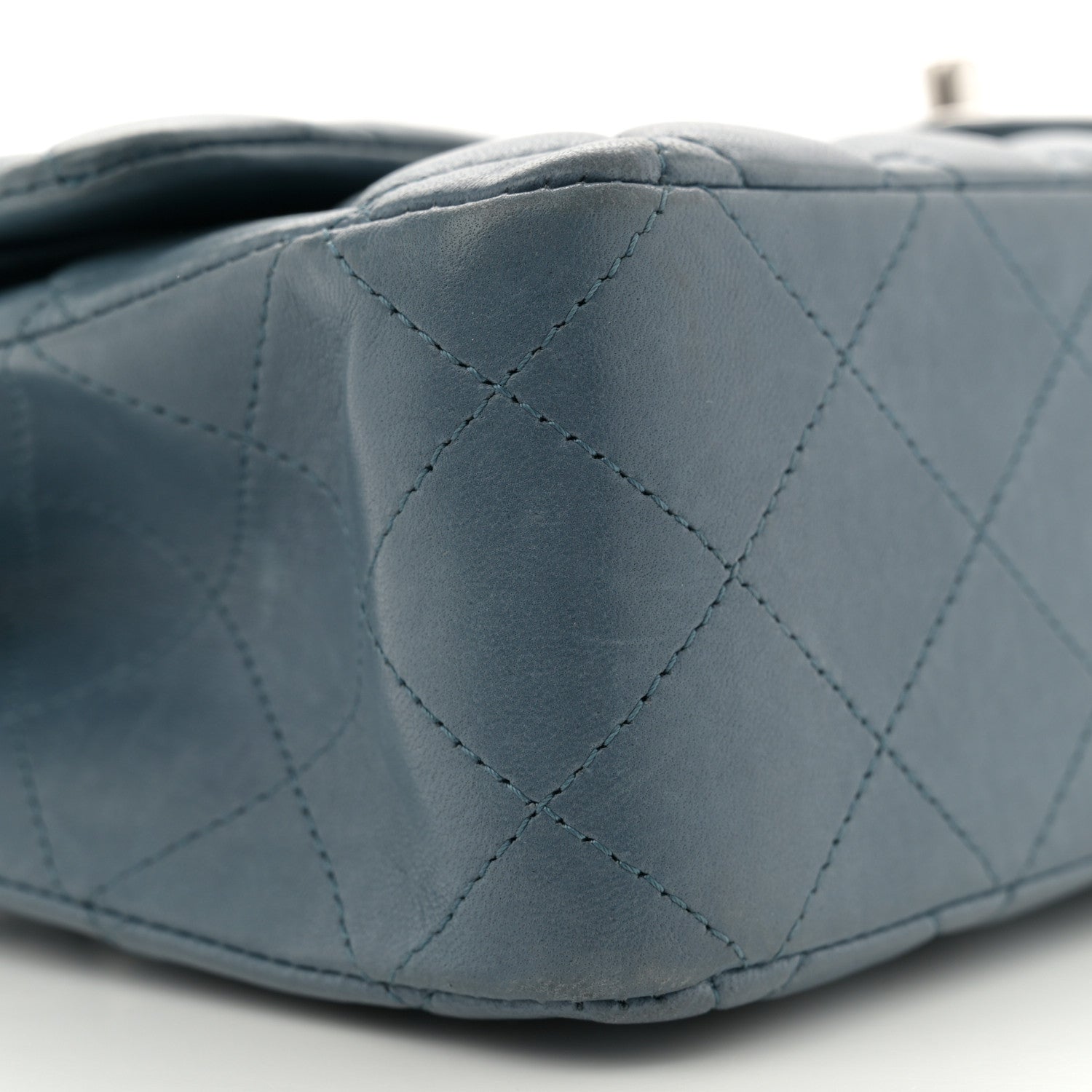 Lambskin Quilted Medium Double Flap Blue