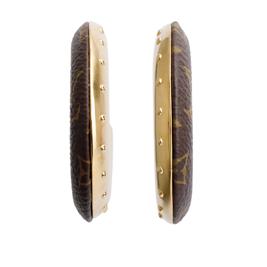 Louis Vuitton Monogram Canvas Gold Tone Wild V Hoop Earrings