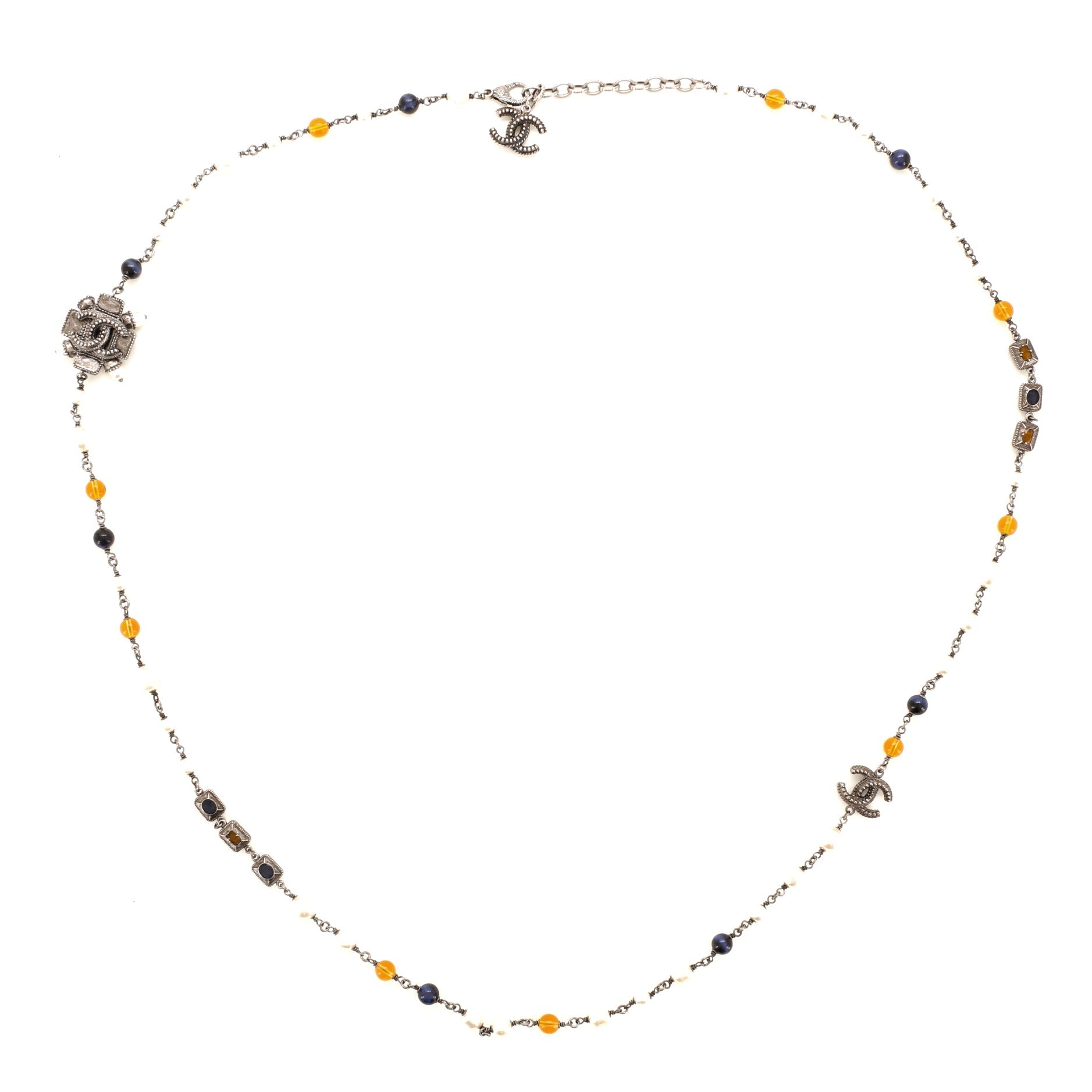 CC Long Necklace Faux Pearls and Beads
