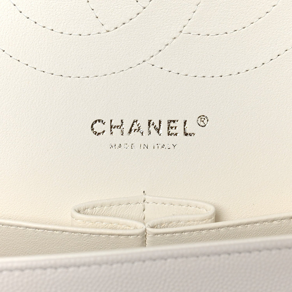 Caviar Quilted Jumbo Double Flap White