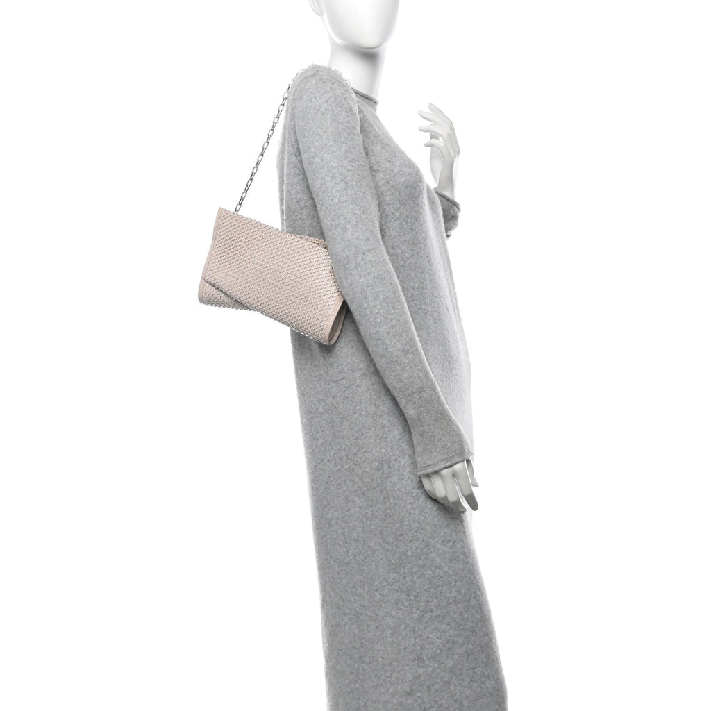 Nappa Resille Strass Loubitwist Clutch Leche Light Silk
