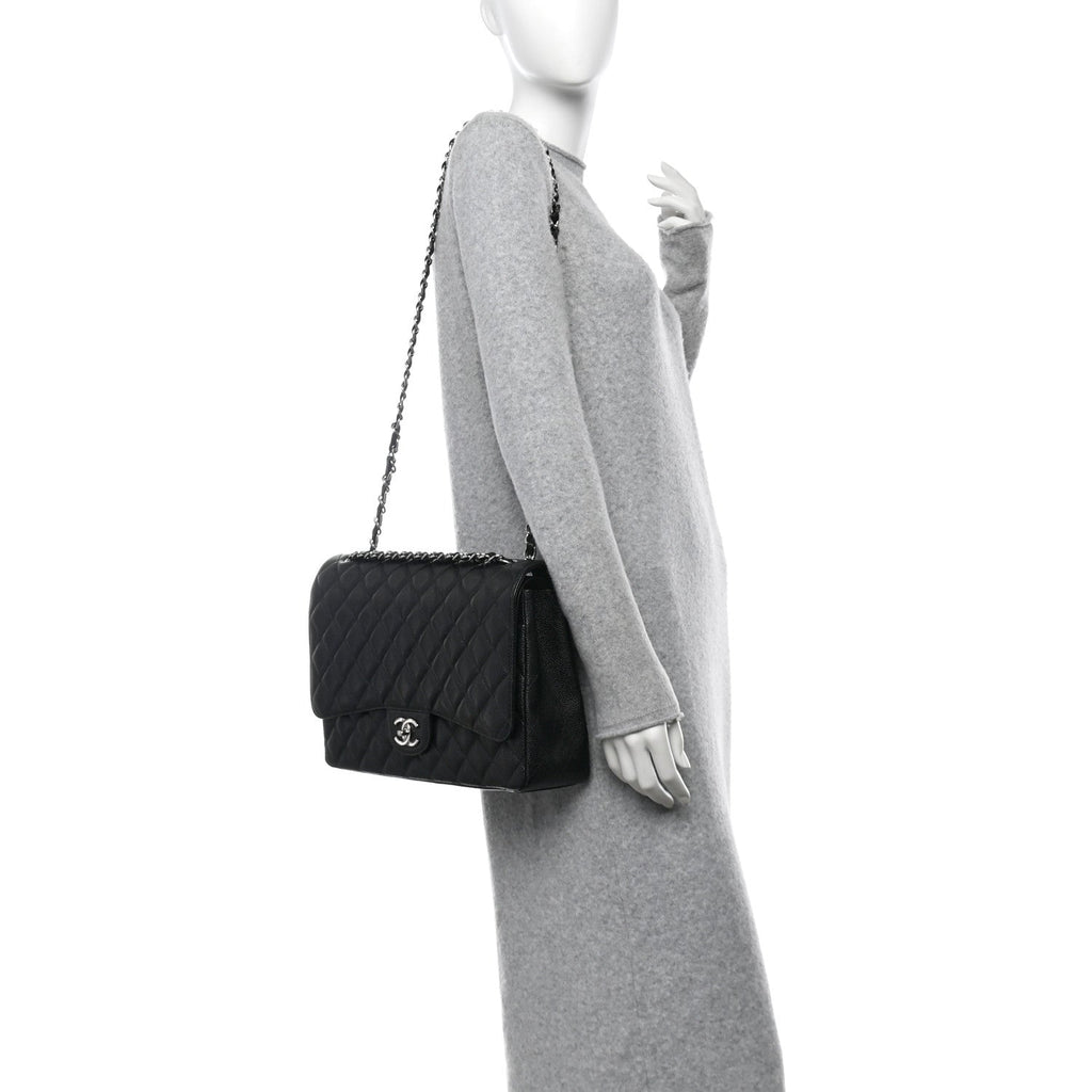 Caviar Quilted Maxi Double Flap Black