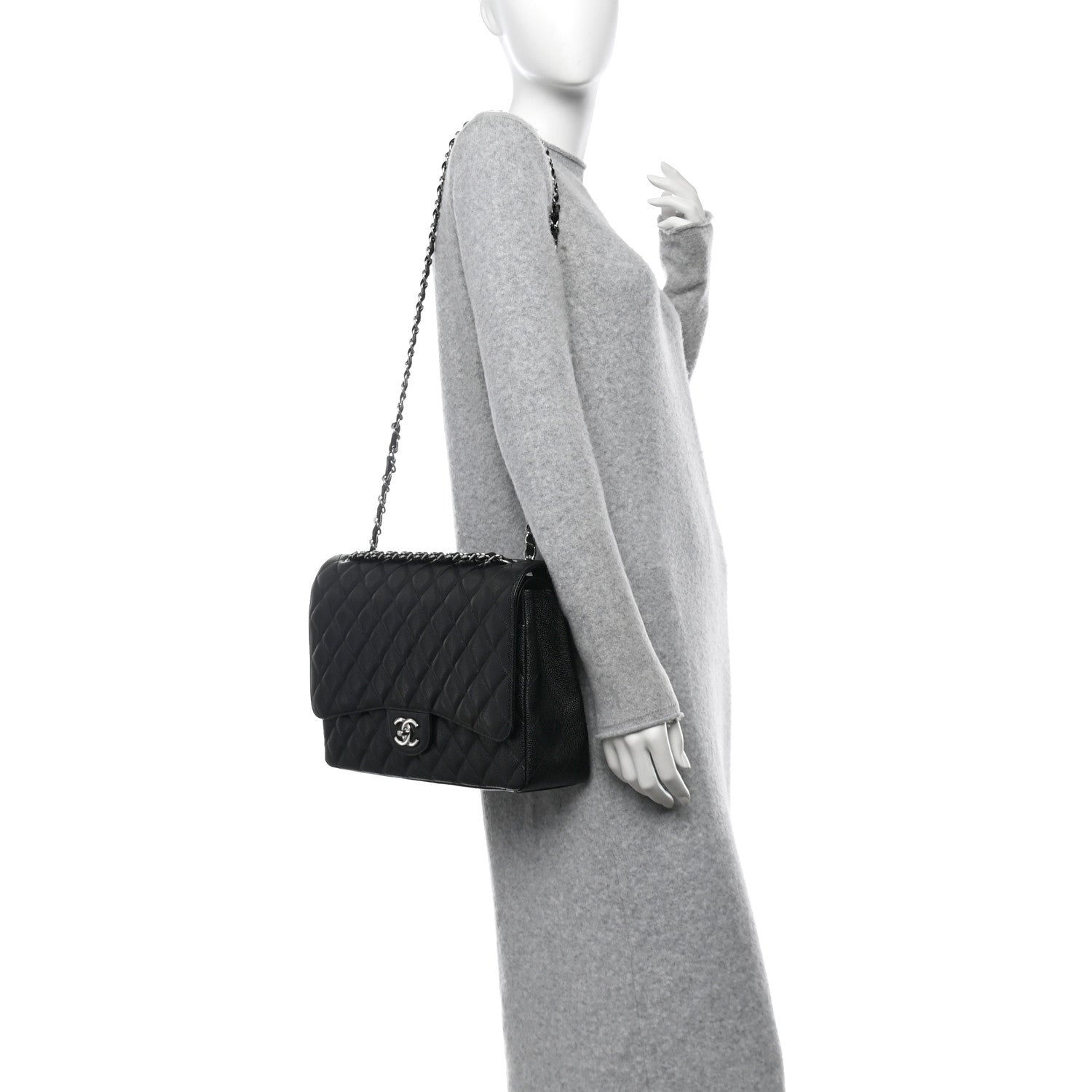 Caviar Quilted Maxi Double Flap Black