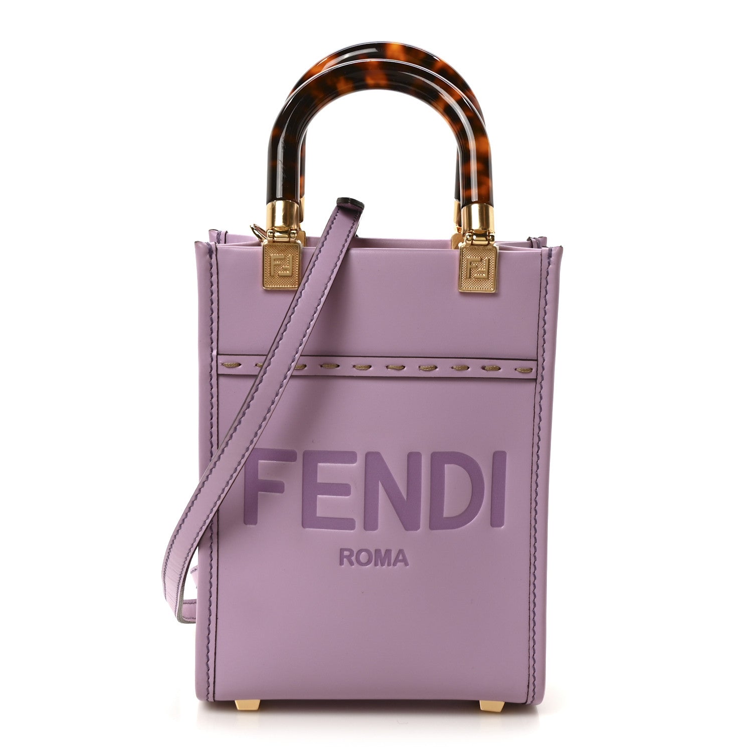 Vitello King Plexiglass Logo Embossed Mini Fendi Sunshine Shopper Tote Violetta