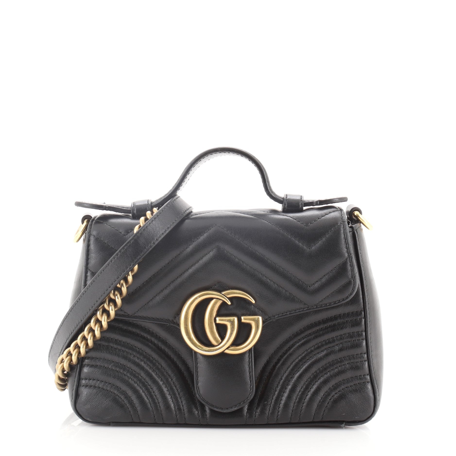 GG Marmont Top Handle Flap Bag Matelasse Leather Mini