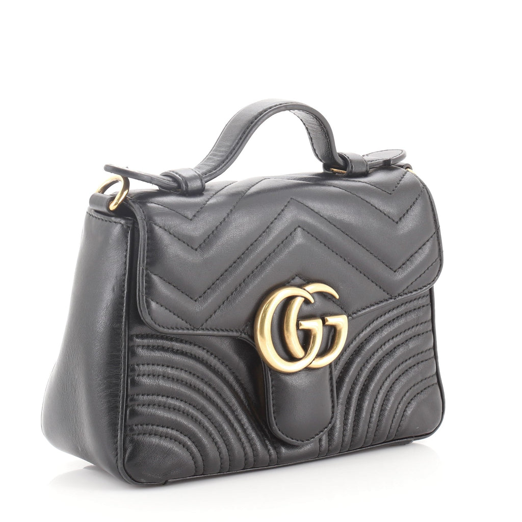 GG Marmont Top Handle Flap Bag Matelasse Leather Mini