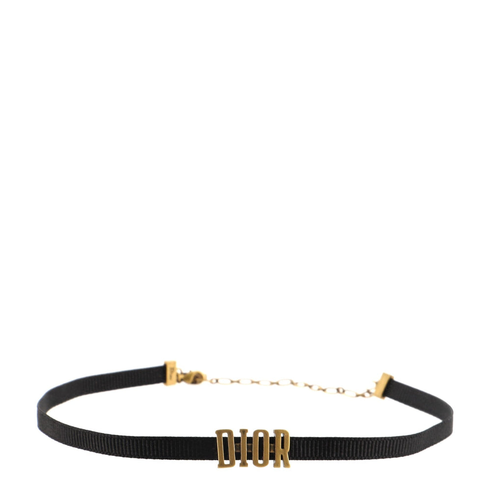 Dior Choker Necklace Grosgrain Ribbon and Metal