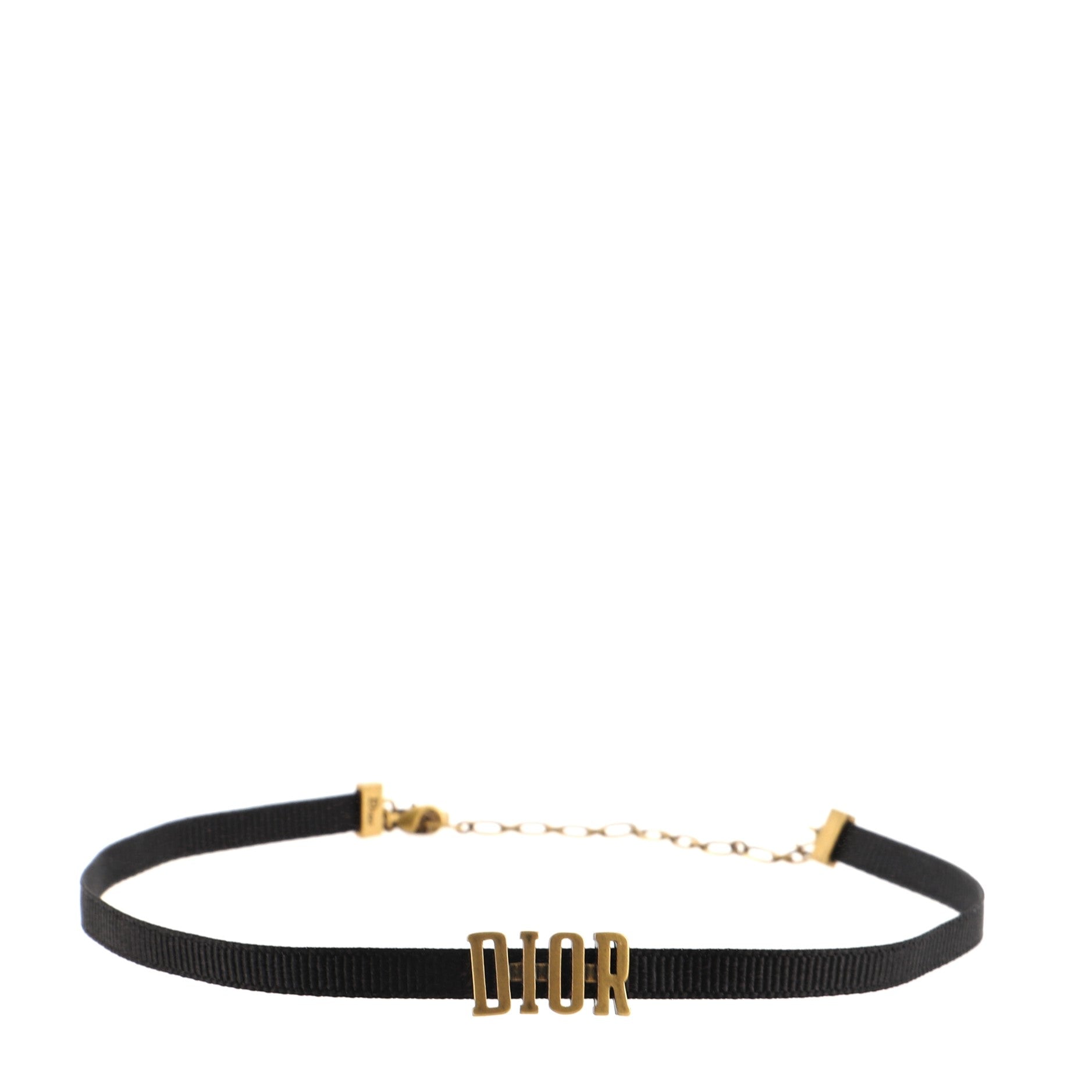 Dior Choker Necklace Grosgrain Ribbon and Metal