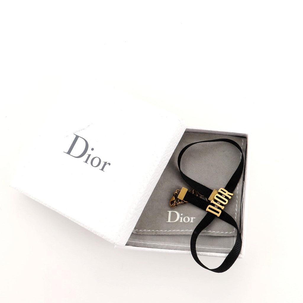 Dior Choker Necklace Grosgrain Ribbon and Metal