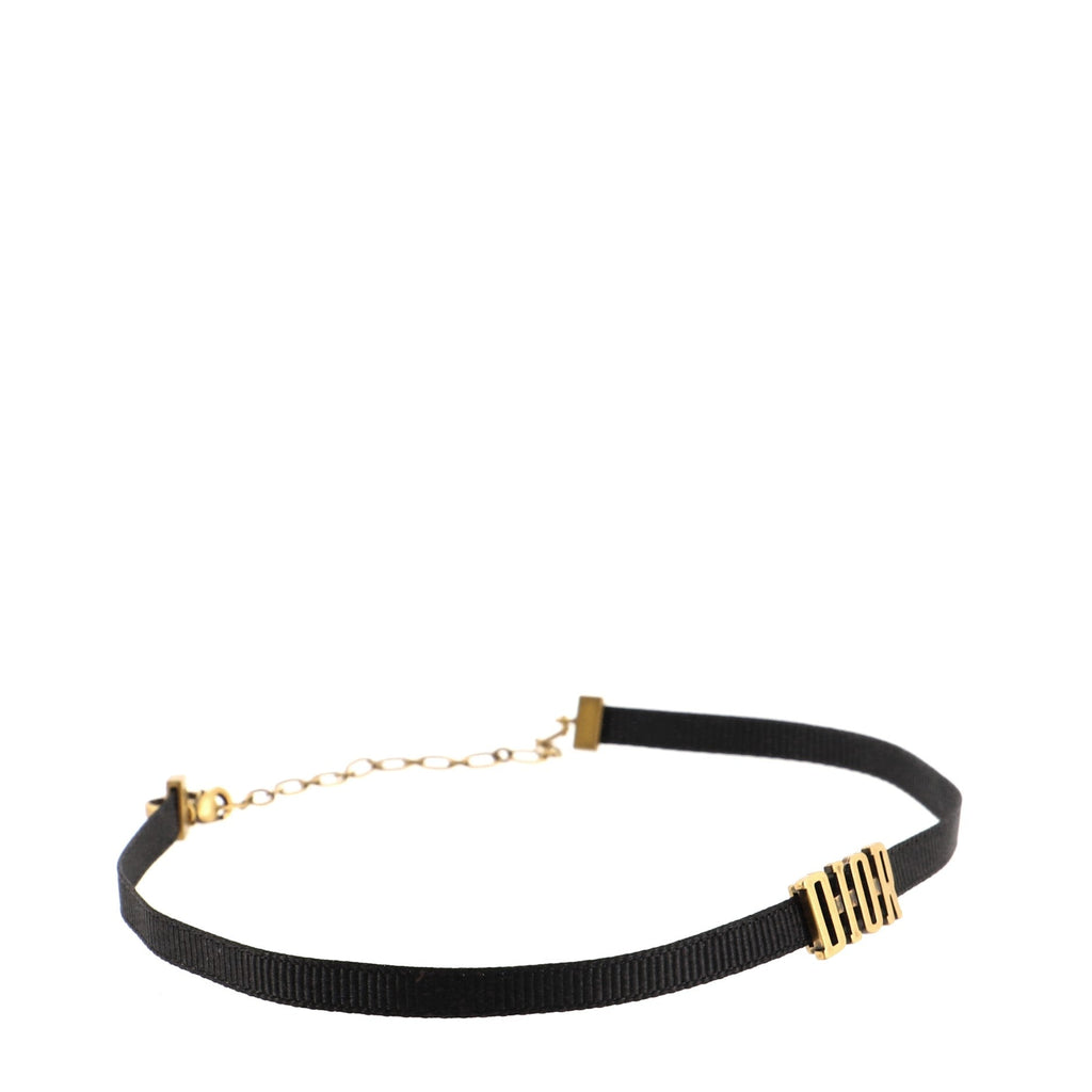 Dior Choker Necklace Grosgrain Ribbon and Metal