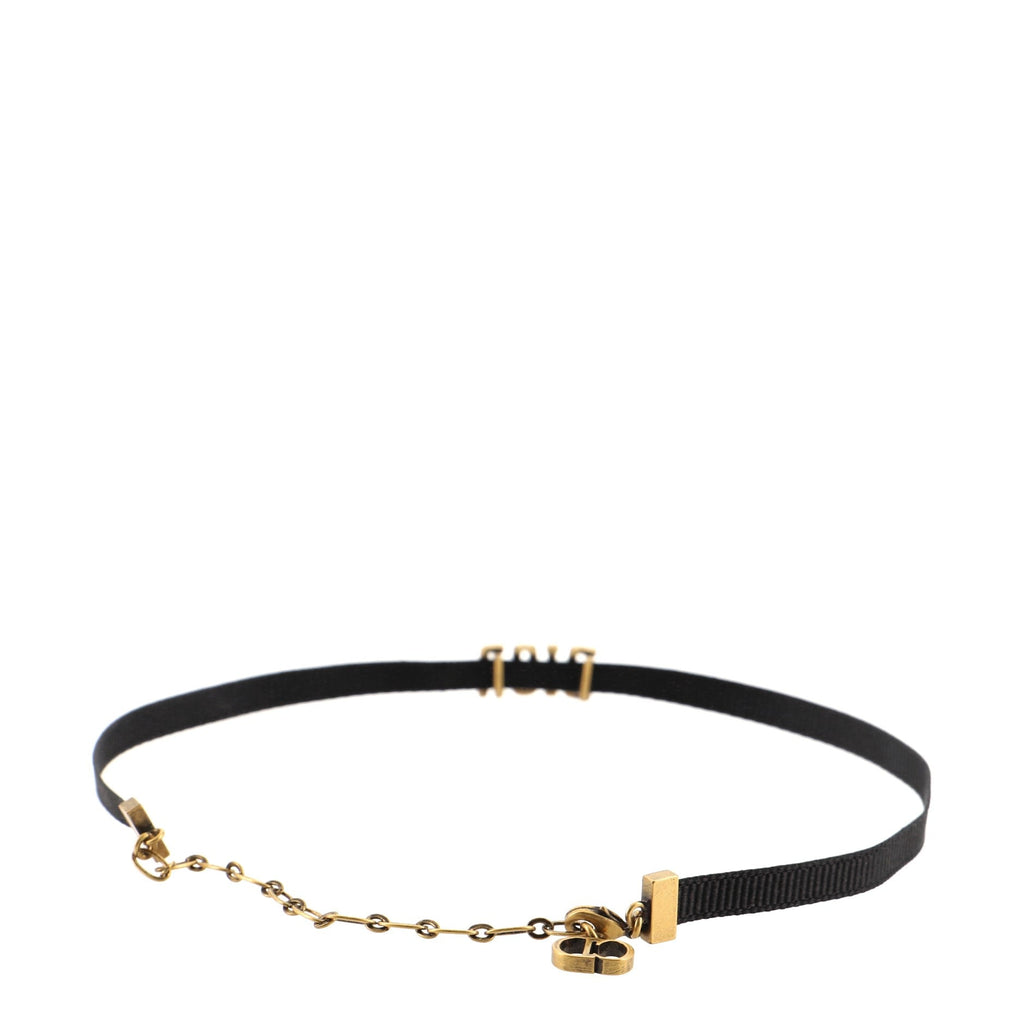 Dior Choker Necklace Grosgrain Ribbon and Metal