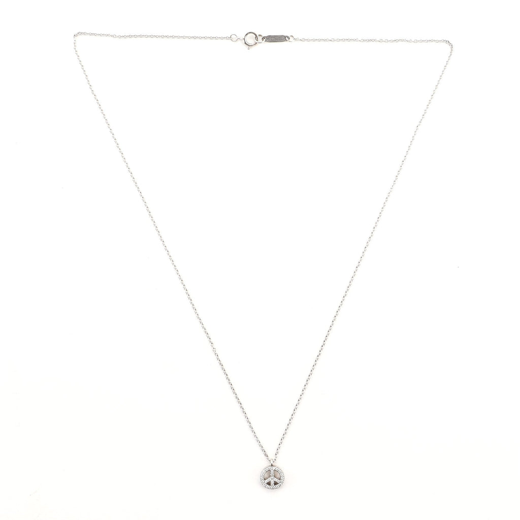 Peace Pendant 18K White Gold with Diamonds Necklace