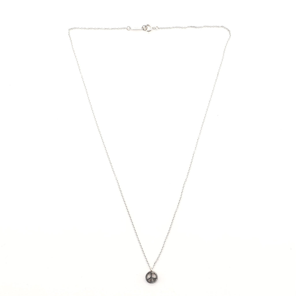 Peace Pendant 18K White Gold with Diamonds Necklace