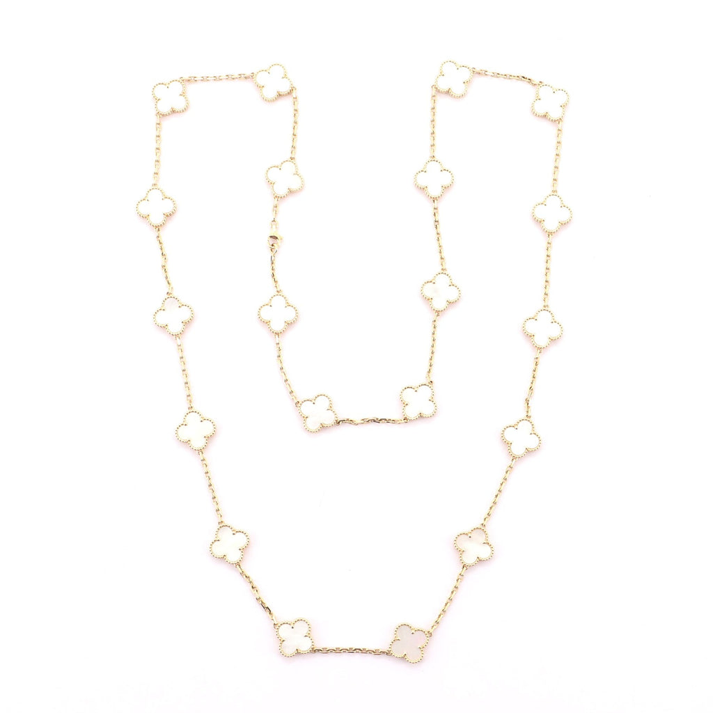 Vintage Alhambra 20 Motif Necklace 18K Yellow Gold and Mother of Pearl