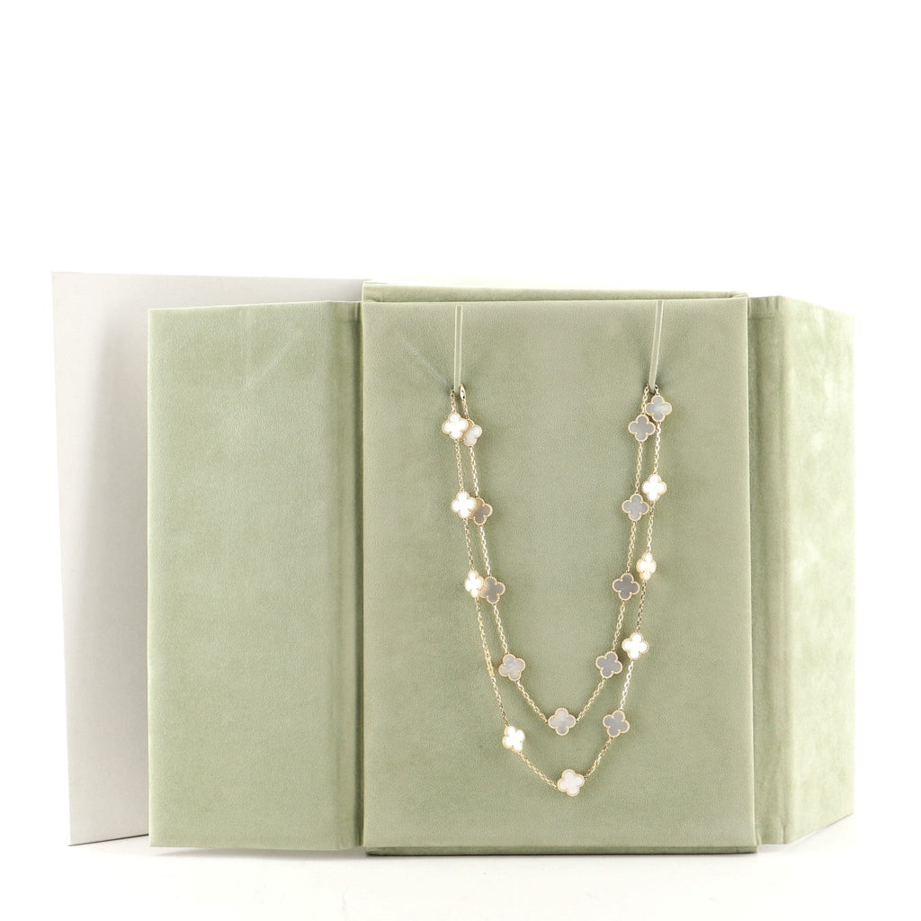 Vintage Alhambra 20 Motif Necklace 18K Yellow Gold and Mother of Pearl