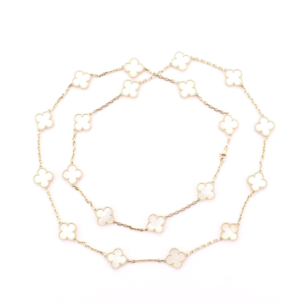 Vintage Alhambra 20 Motif Necklace 18K Yellow Gold and Mother of Pearl