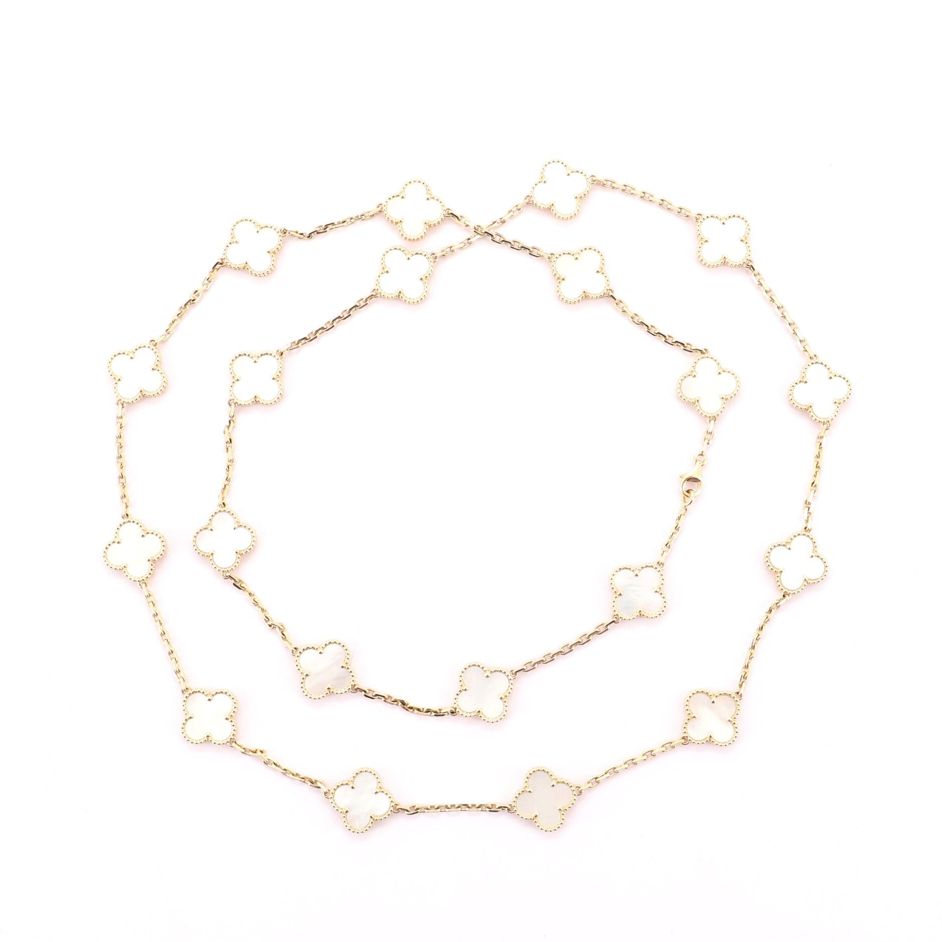 Vintage Alhambra 20 Motif Necklace 18K Yellow Gold and Mother of Pearl