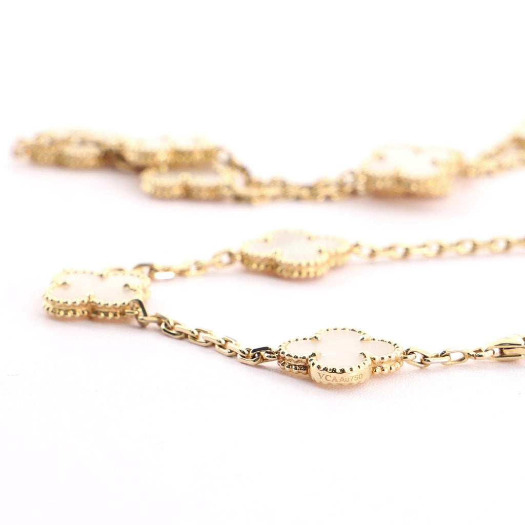 Vintage Alhambra 20 Motif Necklace 18K Yellow Gold and Mother of Pearl