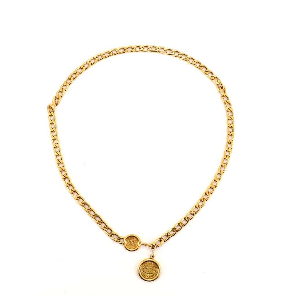 Vintage Medallion Chain Belt Metal 90
