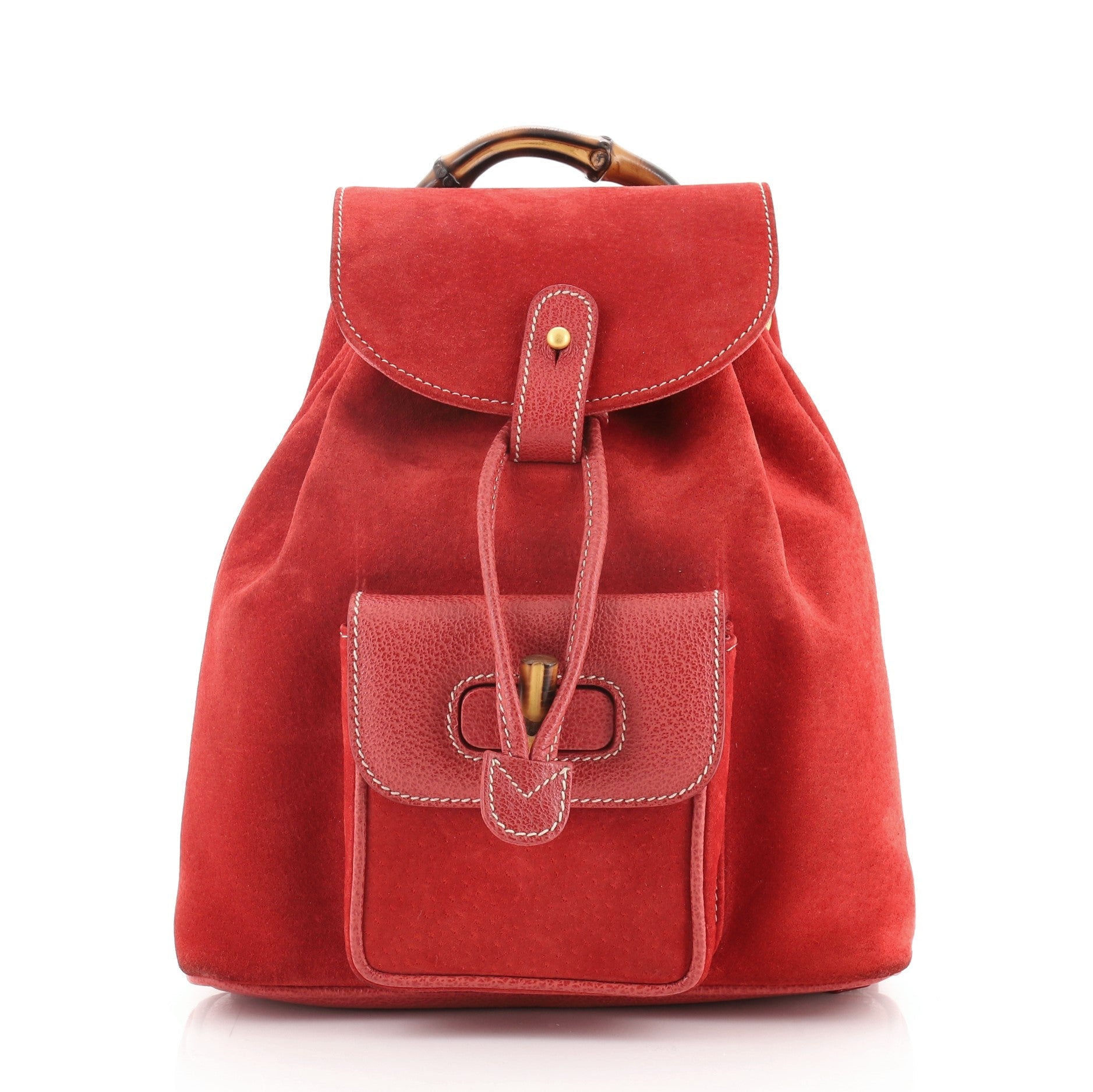 Vintage Bamboo Backpack Suede Mini