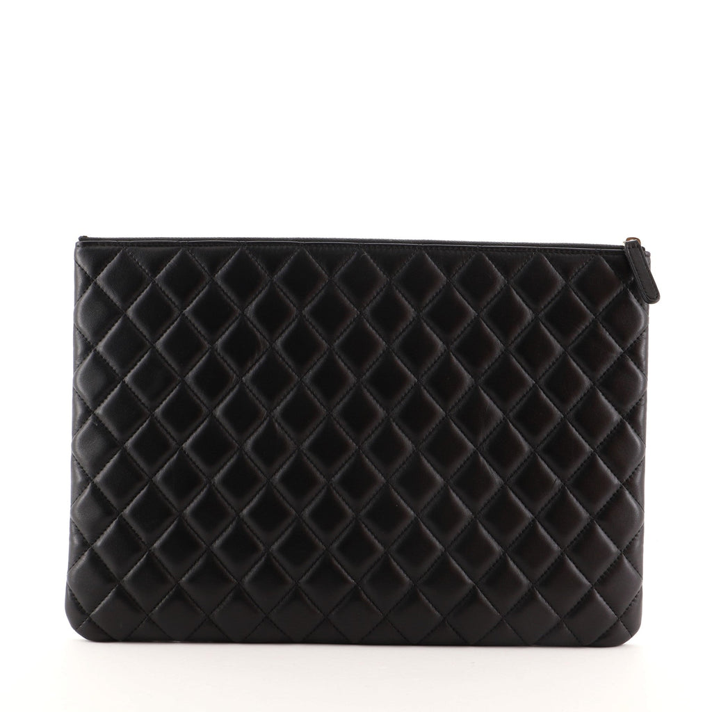 Camellia O Case Clutch Quilted Lambskin Large