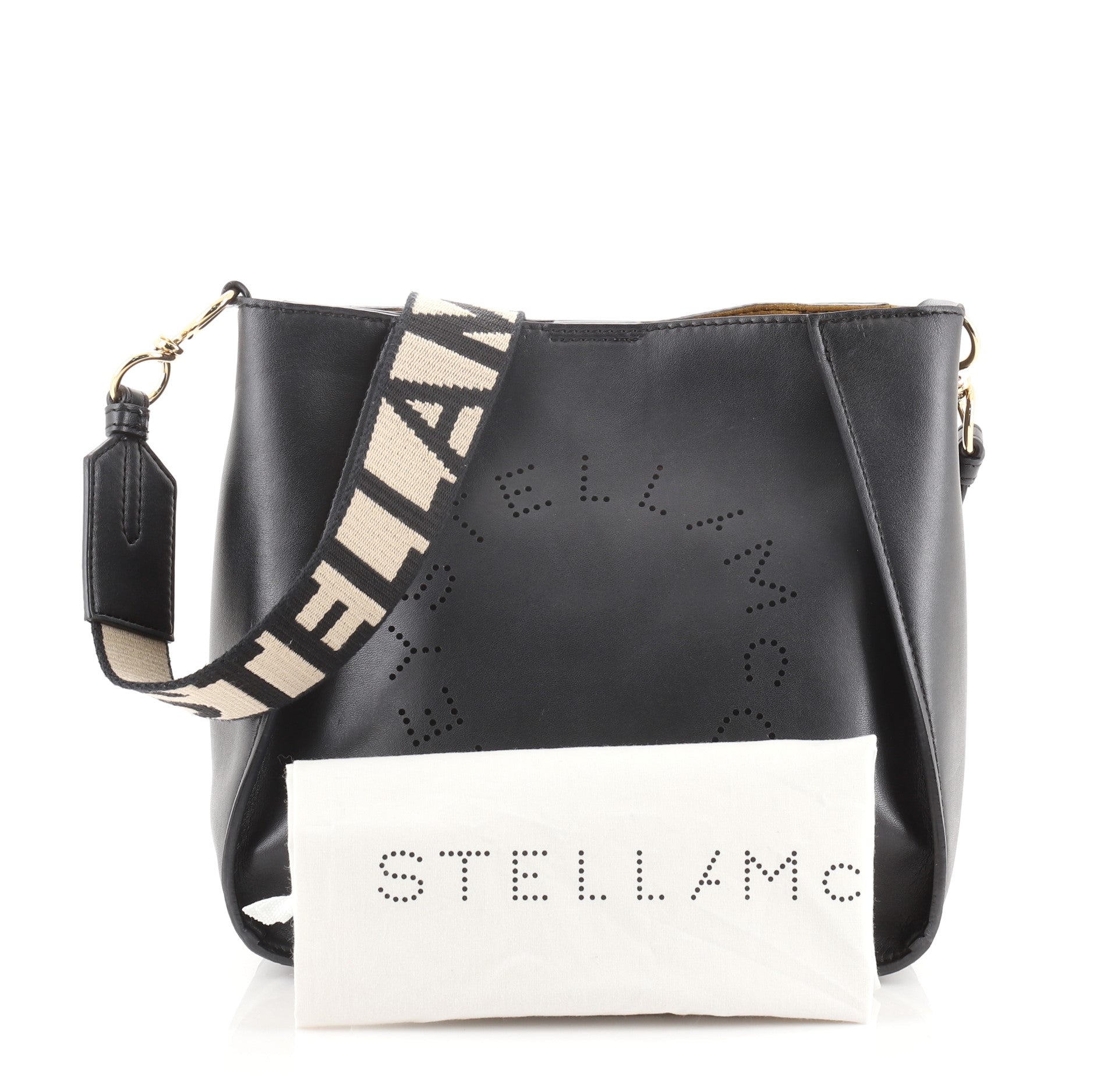 Logo Crossbody Bag Perforated Faux Leather Mini